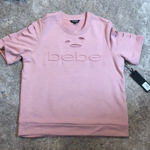 Bebe distressed thick top// blush pink color